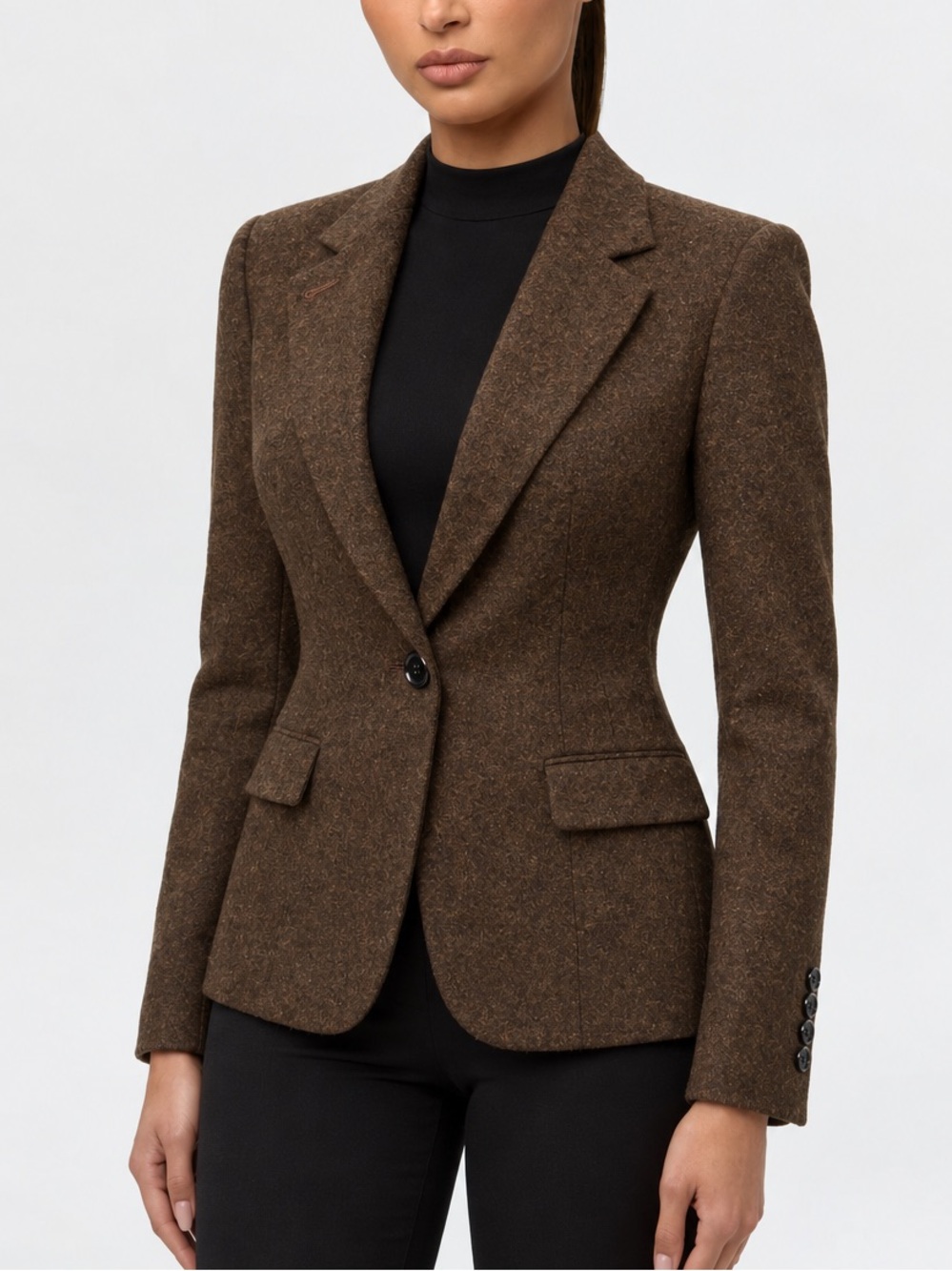 Quiet Luxury Office Siren Brown Wool Blazer Minimalist Chic